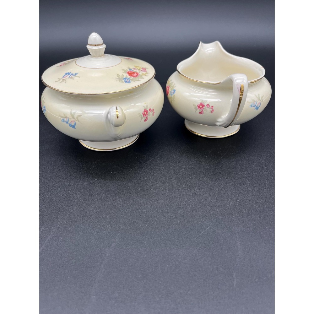 Creamer and Sugar Bowl Set Dresden Homer Laughlin Eggshell Nautilus - Picture 10 of 17